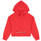 Girls Pink Logo Hooded Top, 1, hi-res