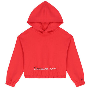 Girls Pink Logo Hooded Top