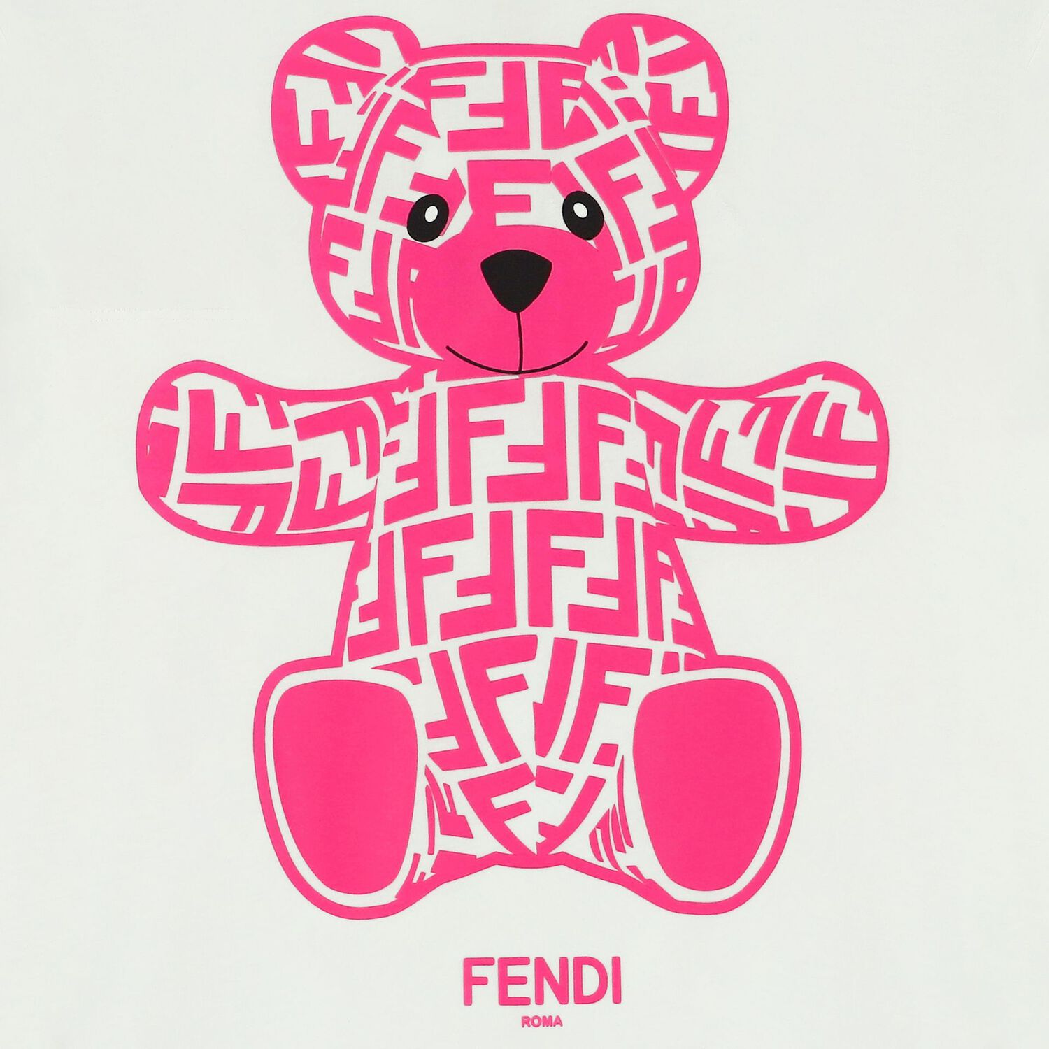Girls Ivory & Pink Teddy Logo T-Shirt, 1, hi-res image number null