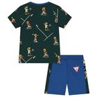 Baby Boys Green & Blue Logo Shorts Set, 1, hi-res