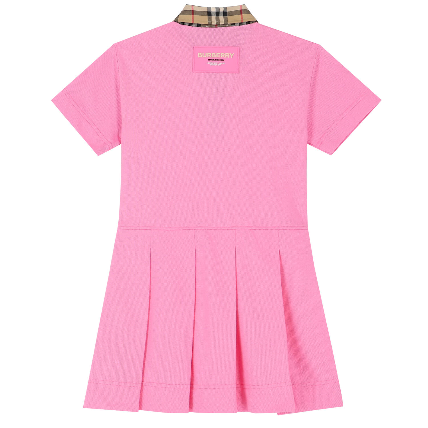 Girls Pink Checkered Polo Dress, 3, hi-res