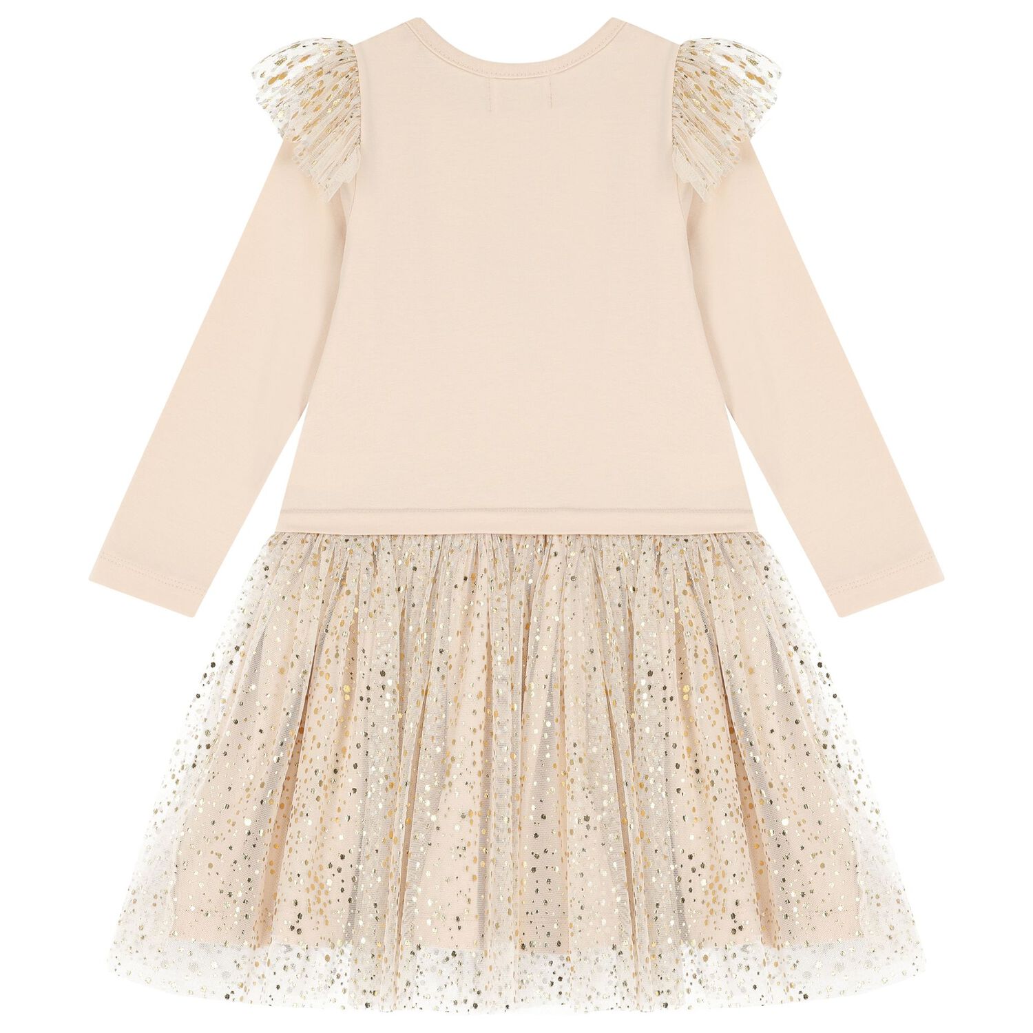Girls Ivory Ruffle Tulle Dress, 1, hi-res