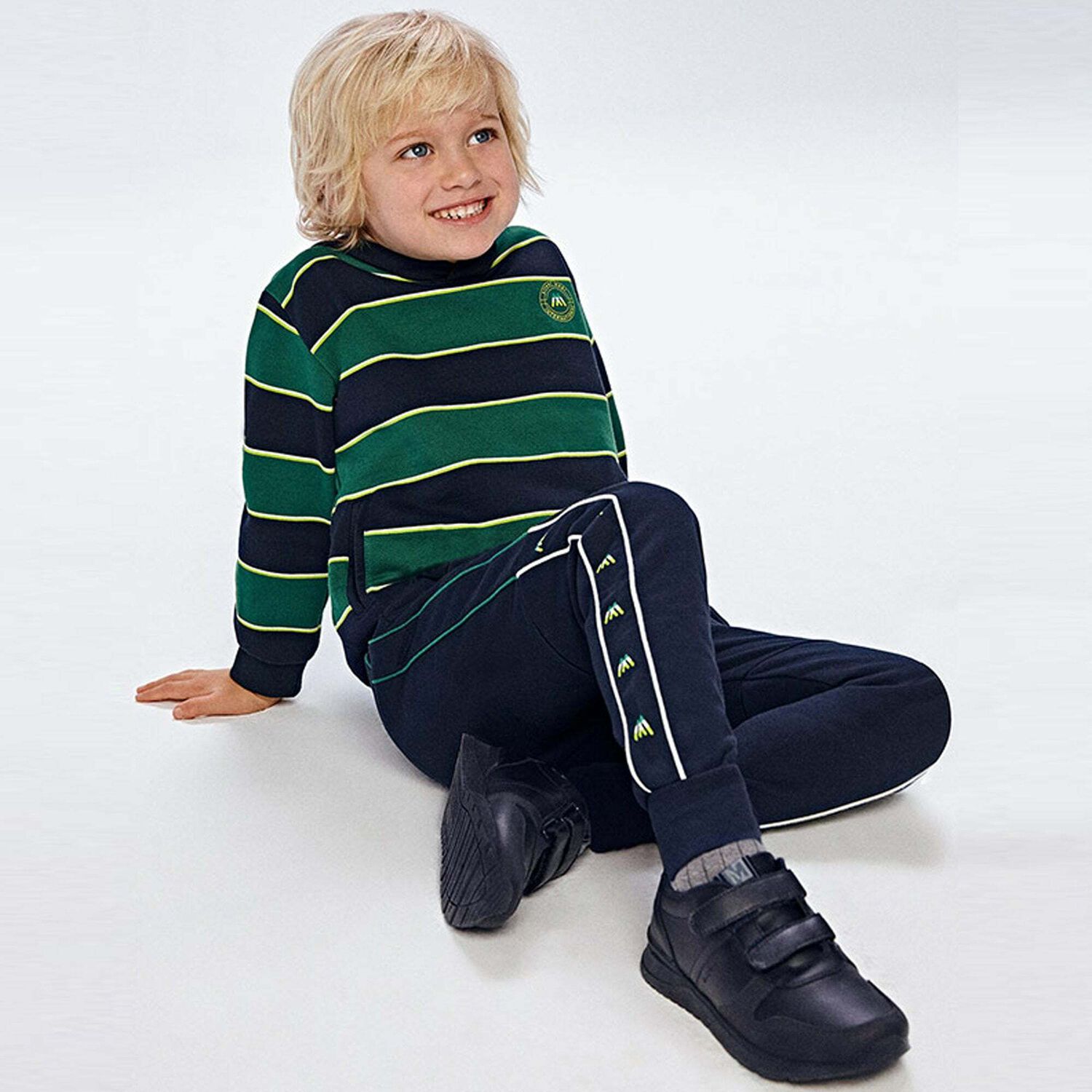 Boys Green & Navy 3 Piece Tracksuit, 1, hi-res
