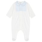 Baby Boys White & Blue Babygrow, 1, hi-res
