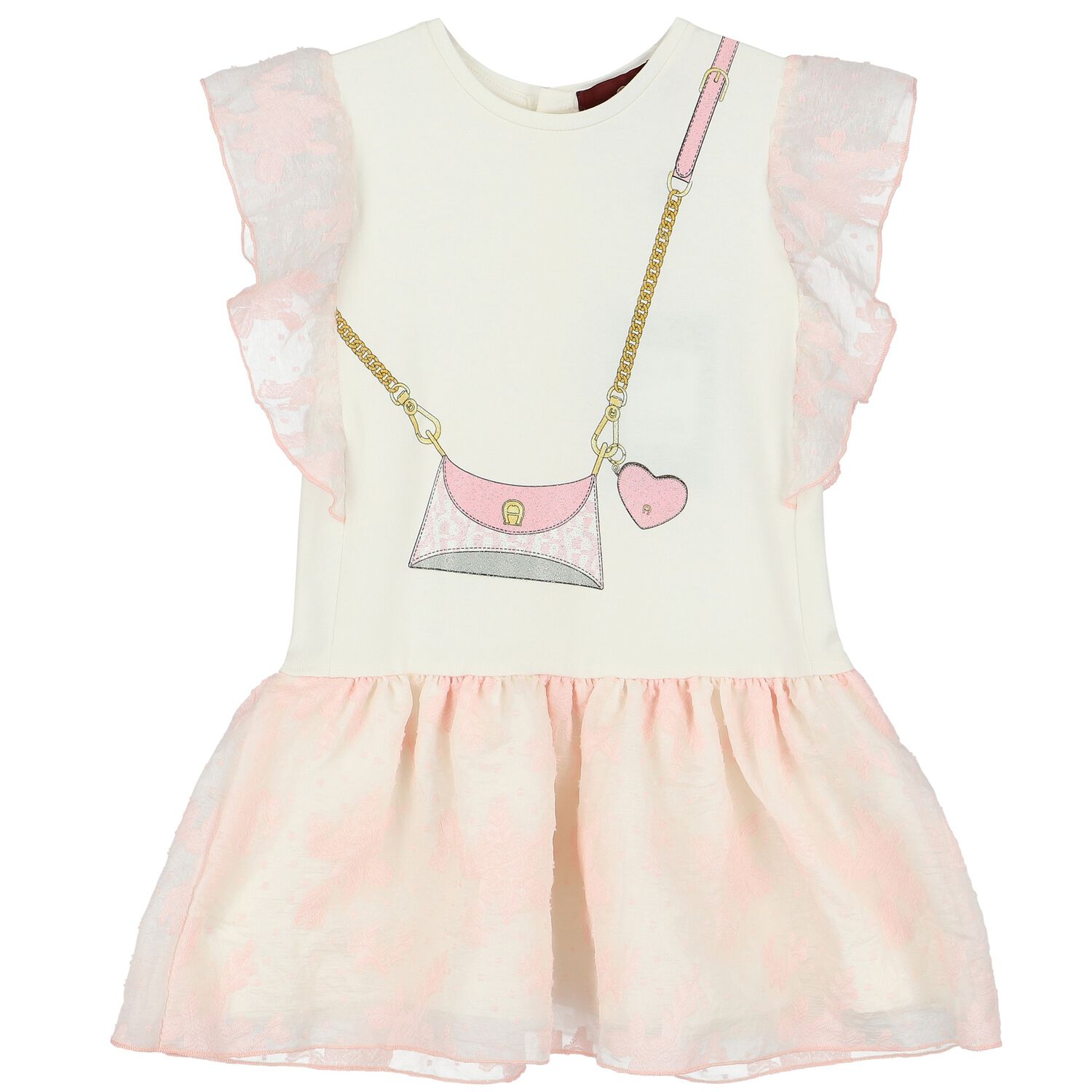 Younger Girls Ivory Logo Bag Dress, 1, hi-res