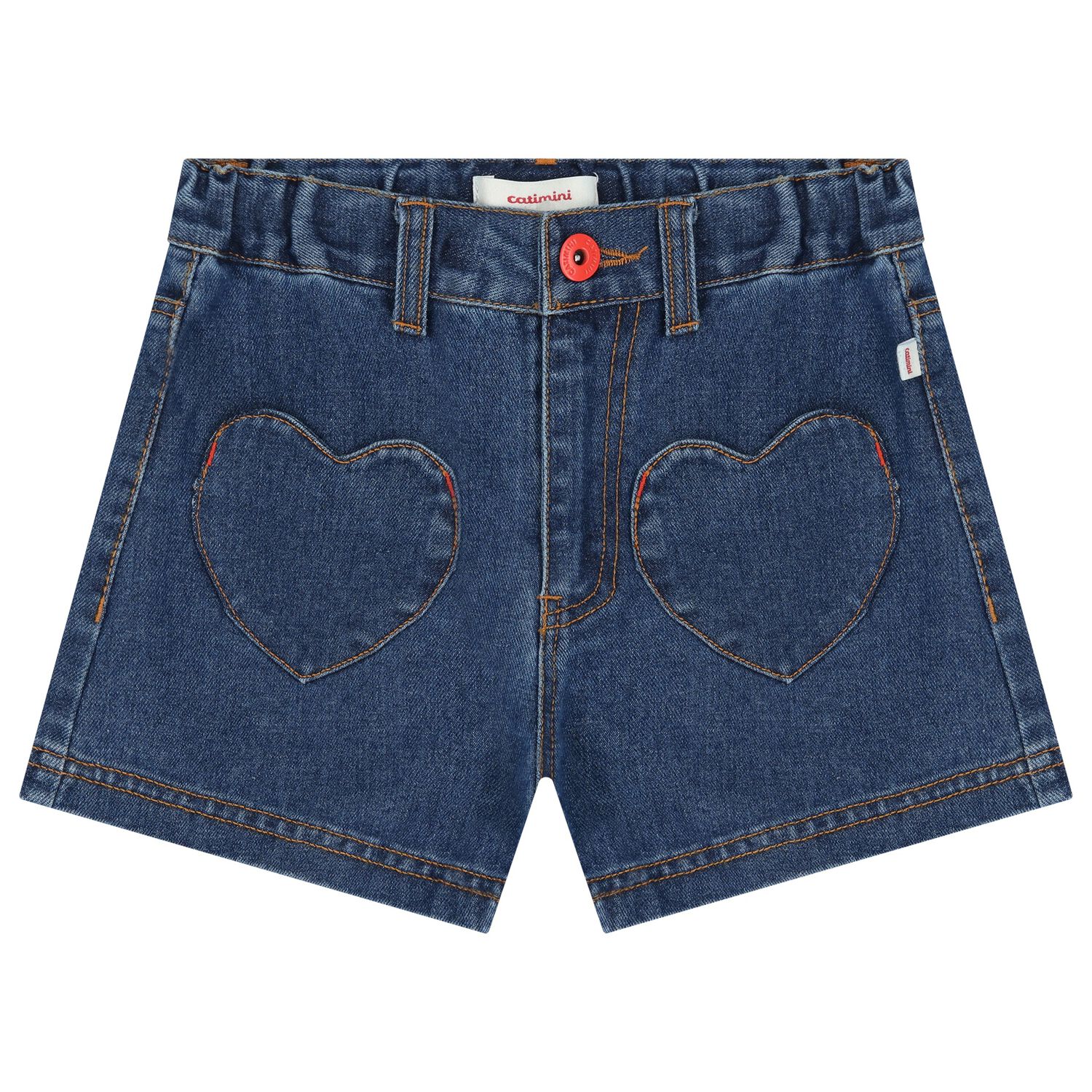 Girls Blue Denim Heart Shorts, 1, hi-res image number null