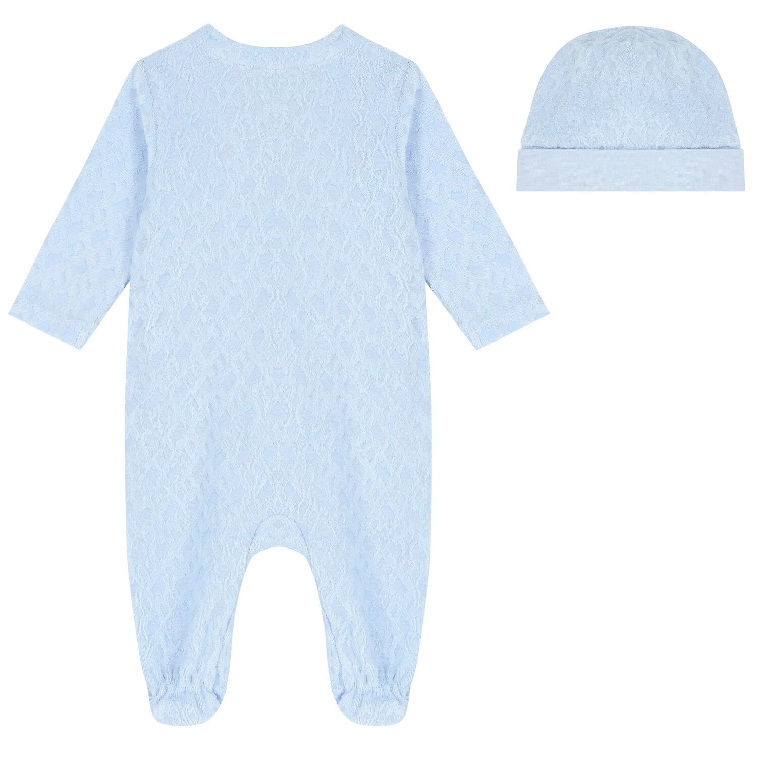 Boys Blue Logo Babygrow & Hat Set, 1, hi-res image number null