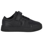 Boys Black Logo Trainers, 1, hi-res