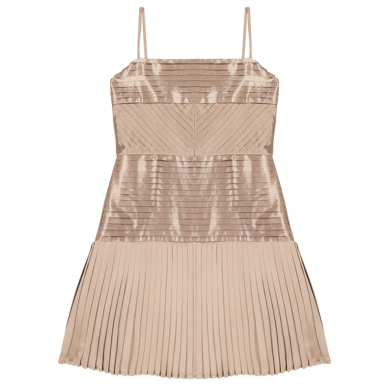 Girls Gold Pleated Dress, 1, hi-res