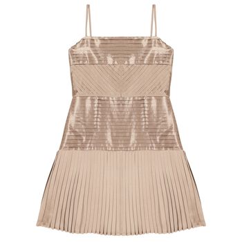 Girls Gold Pleated Dress