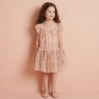 Girls Pink Embroidered Tulle Dress, 2, hi-res