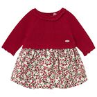 Baby Girls Red & White Floral Dress, 1, hi-res