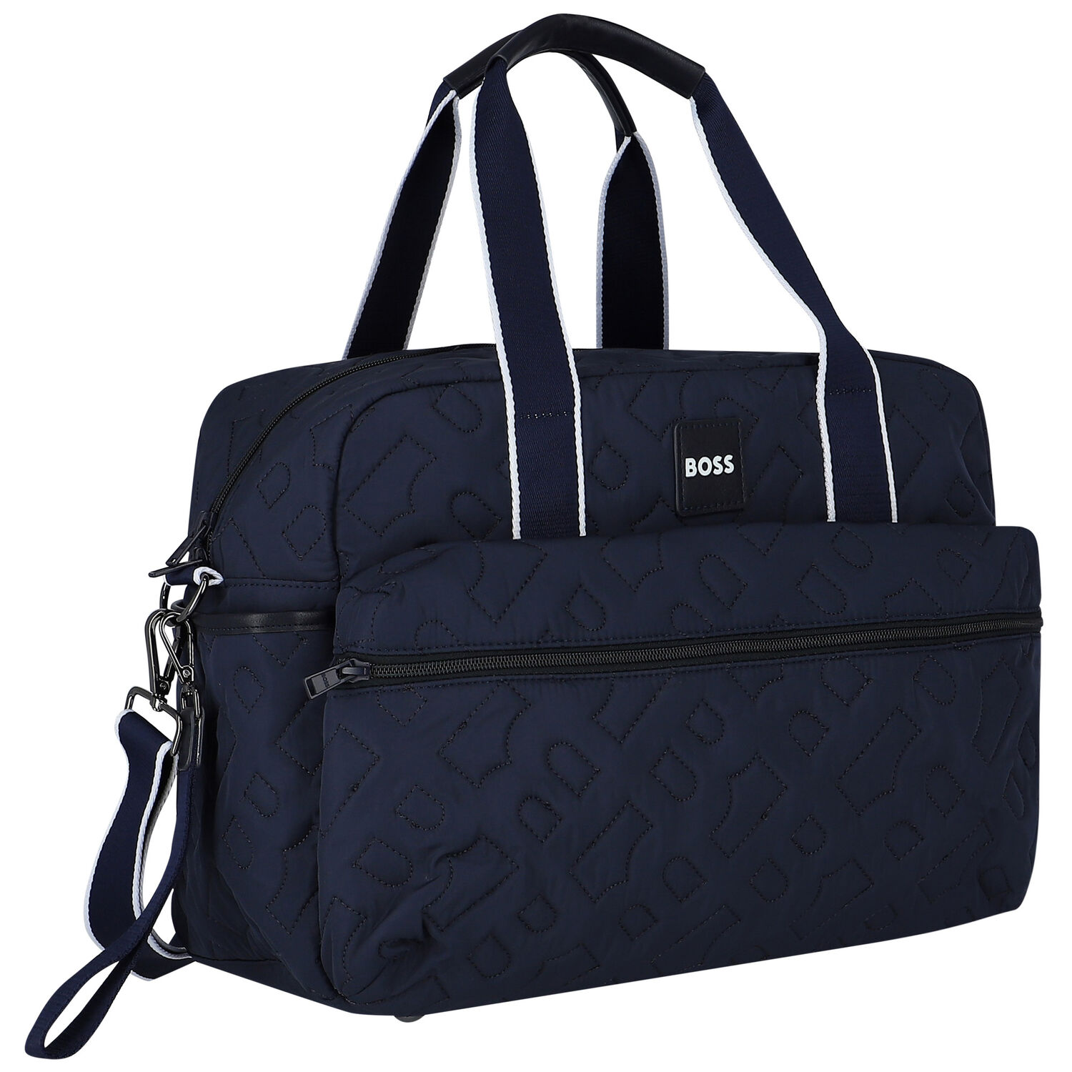 Navy Blue Logo Quilted Baby Changing Bag, 1, hi-res