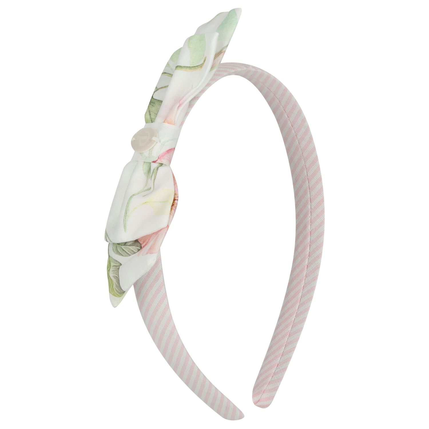 Girls White & Pink Floral Bow Headband, 2, hi-res