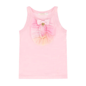 Girls Pink Tulle Ruffle Top