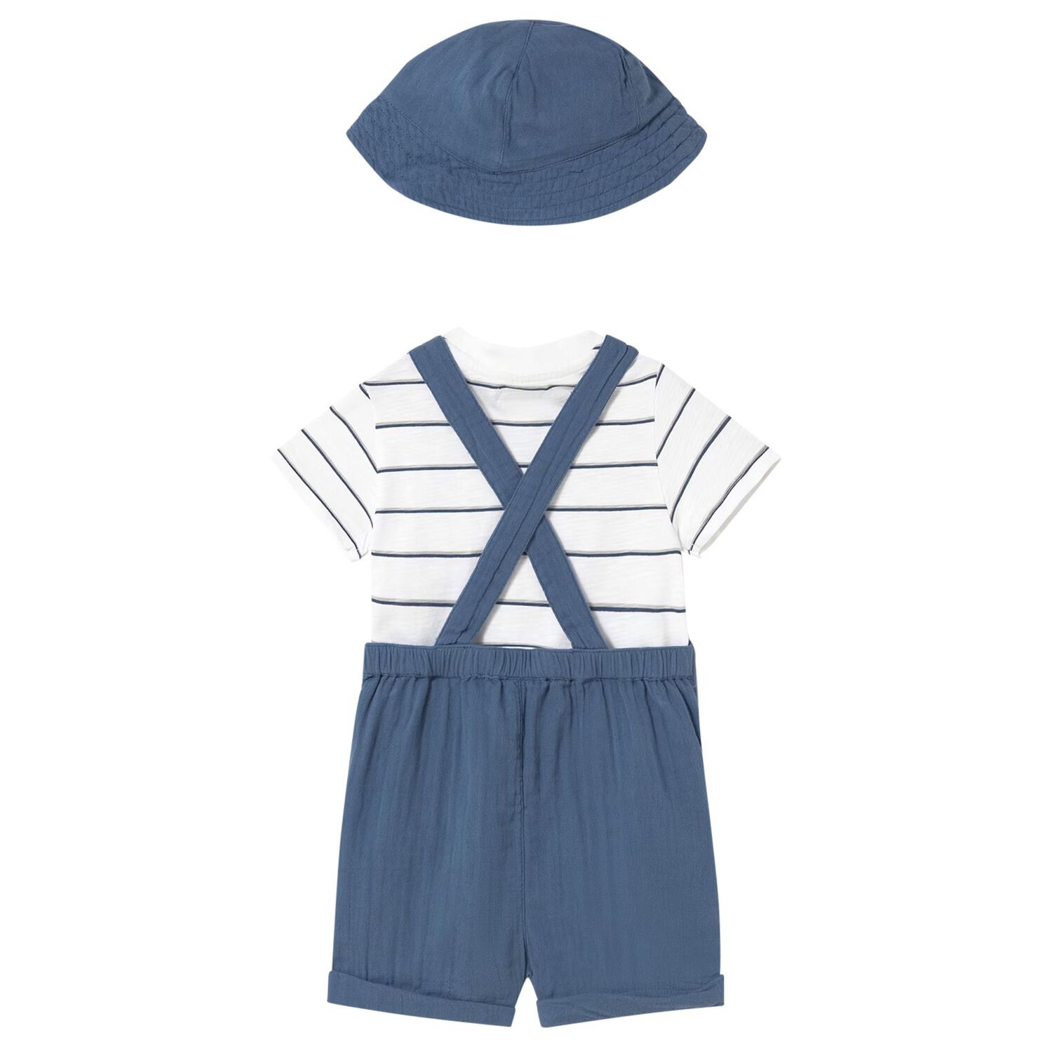 Younger Boys Dungaree & Hat Set (3 Piece), 1, hi-res