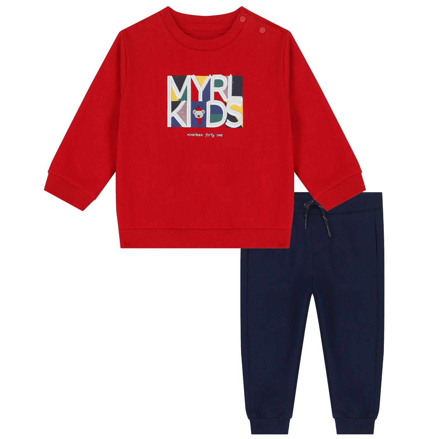 Younger Boys Navy & Red Logo Tracksuit, 1, hi-res