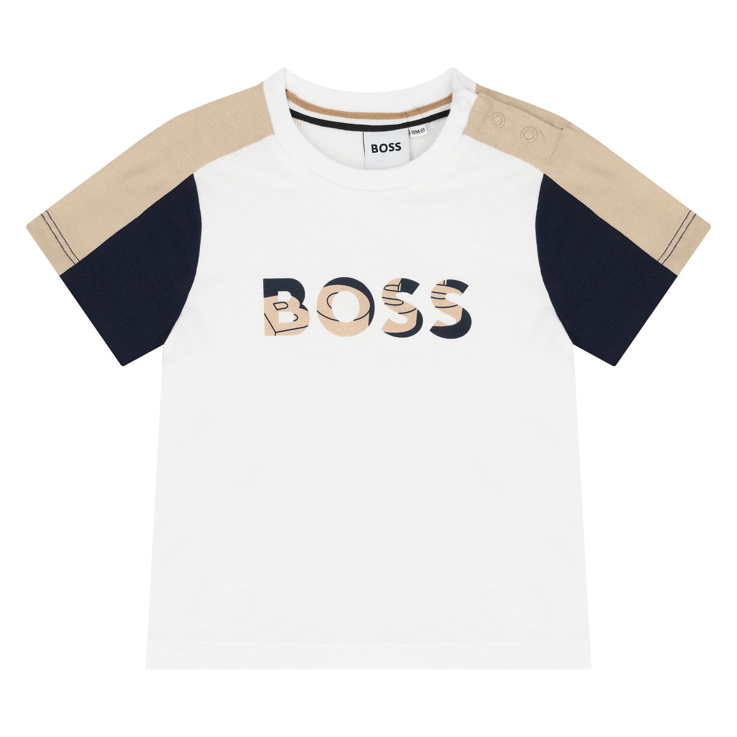 Younger Boys White & Beige Logo Shorts Set, 1, hi-res image number null