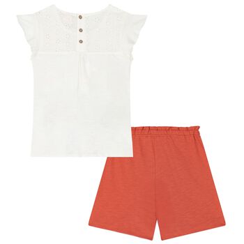 Girls Ivory & Red Shorts Set