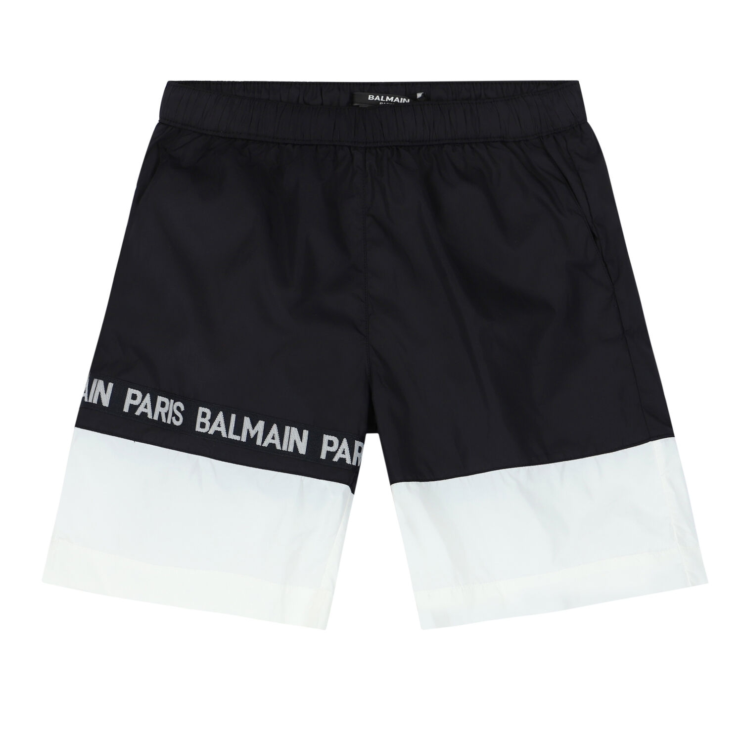 Boys Black & White Logo Swim Shorts, 1, hi-res image number null
