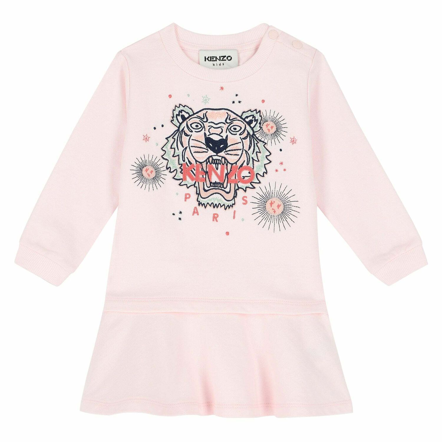 Younger Girls Pink Logo Tiger Dress, 1, hi-res