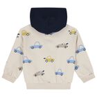 Younger Boys Beige, Yellow & Navy Blue Car Tracksuit Set, 3, hi-res
