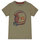 Boys Green Helmet Logo T-Shirt, 1, hi-res