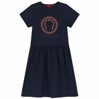 Girls Navy Blue Logo Dress, 1, hi-res