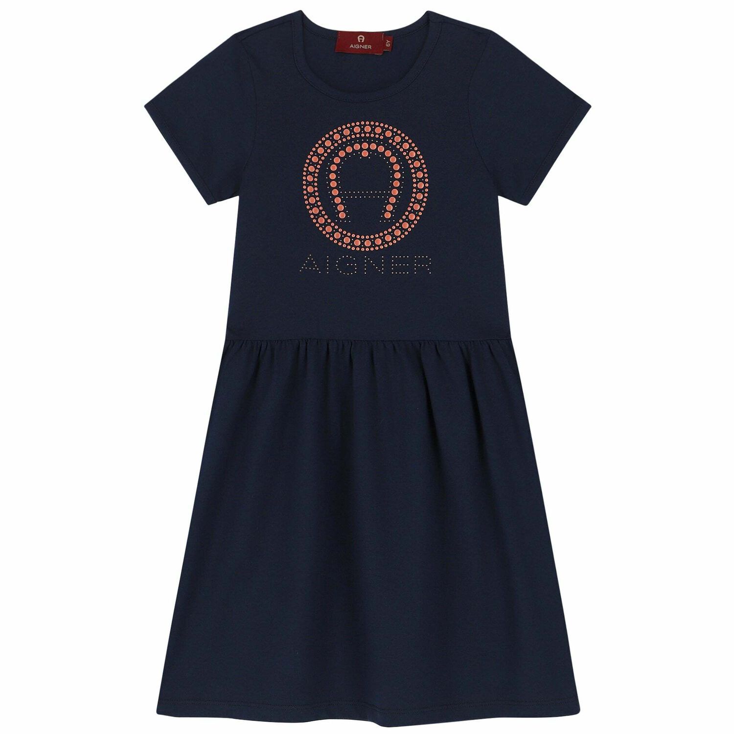 Girls Navy Blue Logo Dress, 1, hi-res