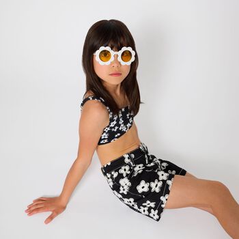 Girls Black Flower Shorts
