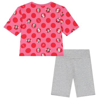 Girls Pink & Grey Minnie Mouse Shorts Set