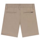 Boys Beige Logo Shorts, 1, hi-res