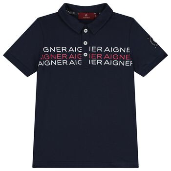 Boys Navy Blue Logo Polo Shirt