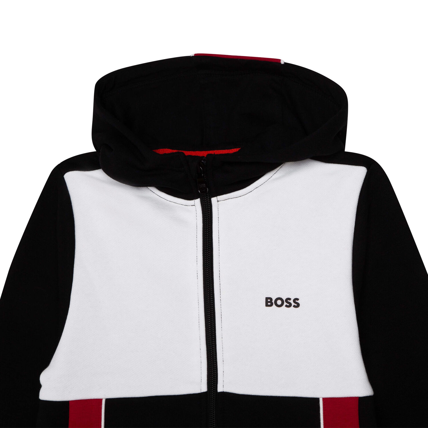 Boys Black & White Logo Zip Up Top, 1, hi-res