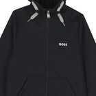 Boys Black Logo Hooded Zip Up Top, 1, hi-res