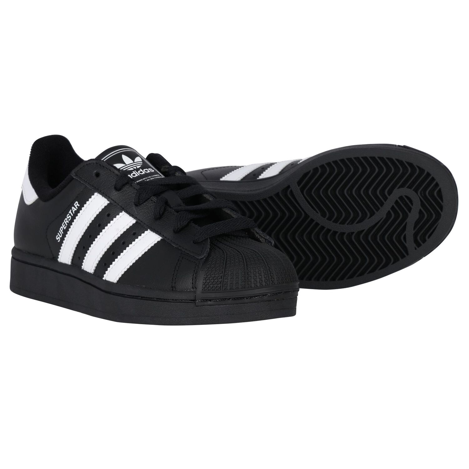 Black Logo Superstar Trainers, 1, hi-res