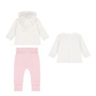 Baby Girls Ivory & Pink 3 Piece Tracksuit, 2, hi-res