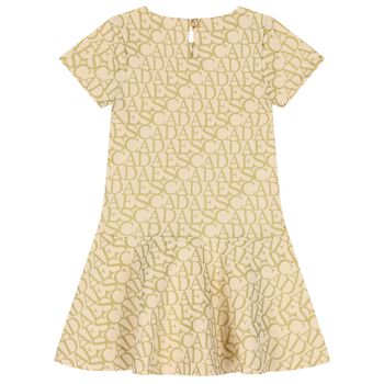 Girls Beige & Gold Logo Dress