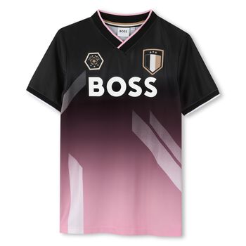 Boys Black & Pink Logo T-Shirt