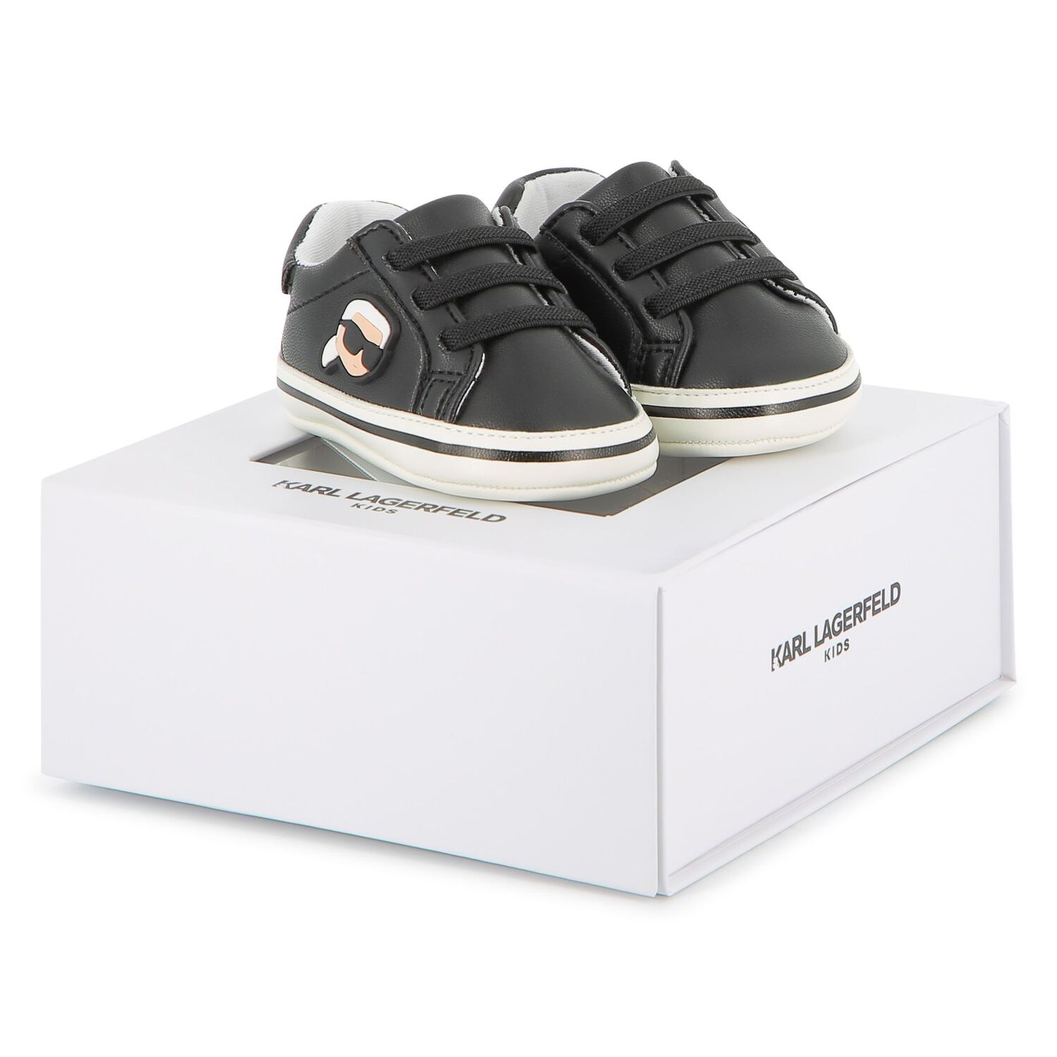Baby Boys Black Ikonik Karl Pre Walker Shoes, 1, hi-res