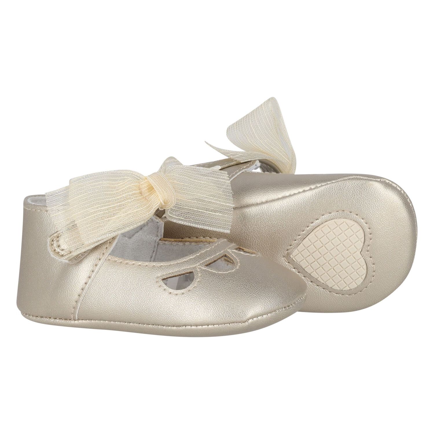 Baby Girls Gold Bow Pre Walker Shoes, 3, hi-res image number null