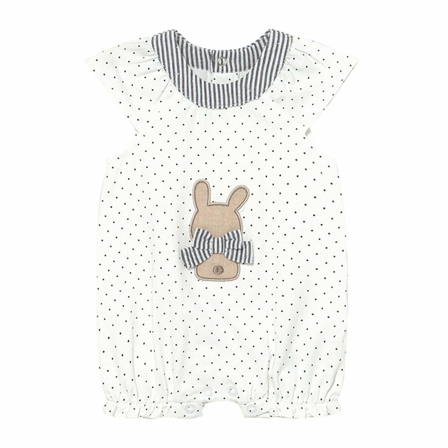 Baby Girls White & Black Romper, 1, hi-res