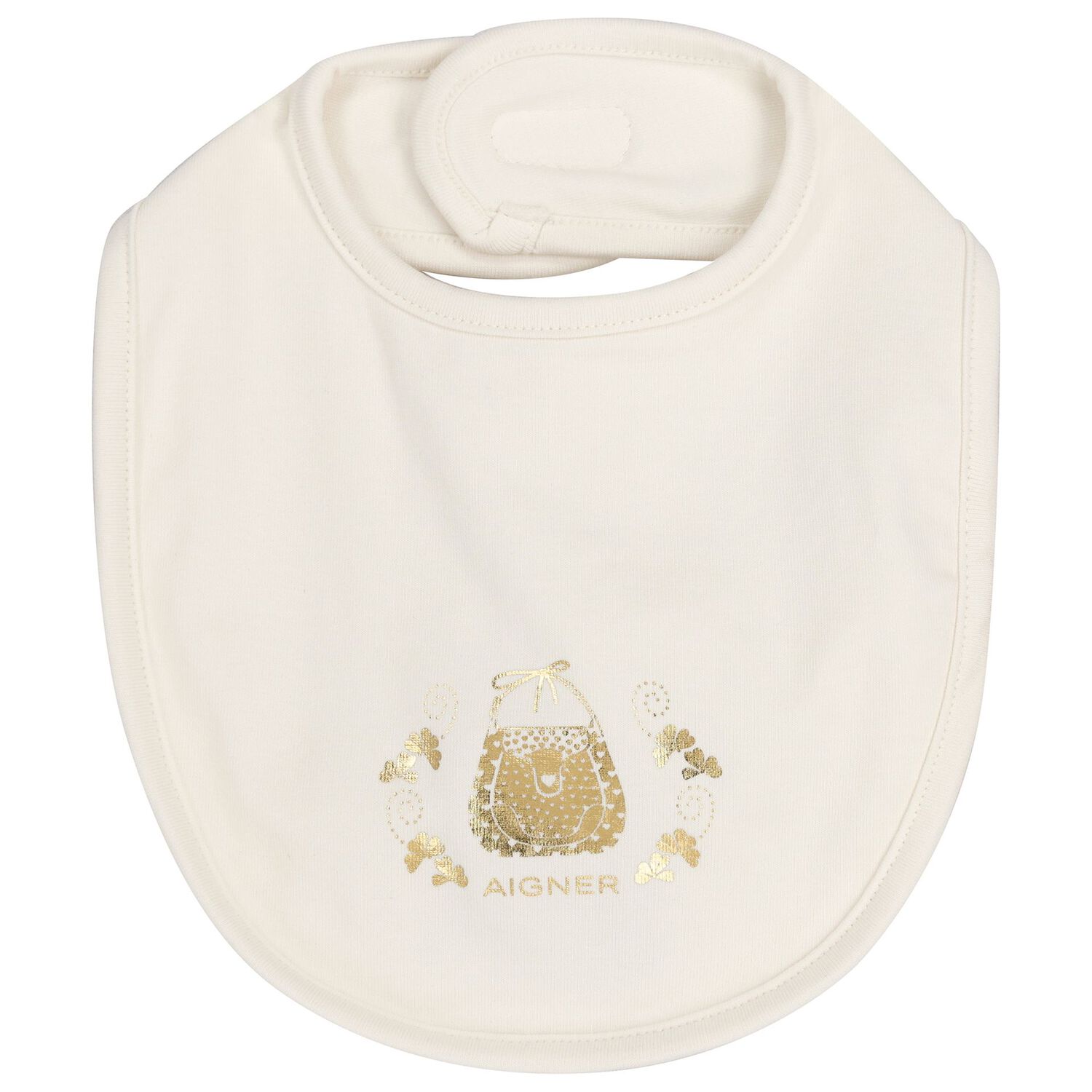 Baby Girls Ivory & Gold Logo Babygrow, Hat & Bib Gift Set, 1, hi-res image number null