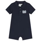 Baby Boys Navy Blue Logo Romper, 3, hi-res