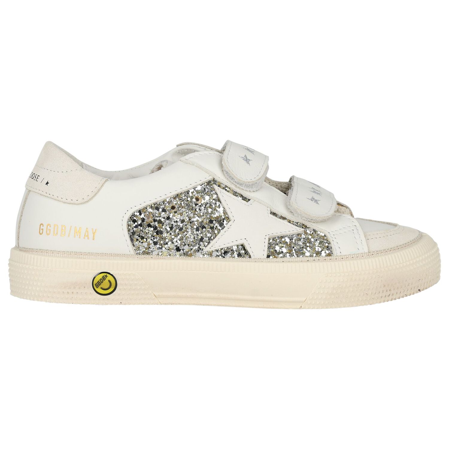 Girls Ivory & Silver Logo Trainers, 1, hi-res