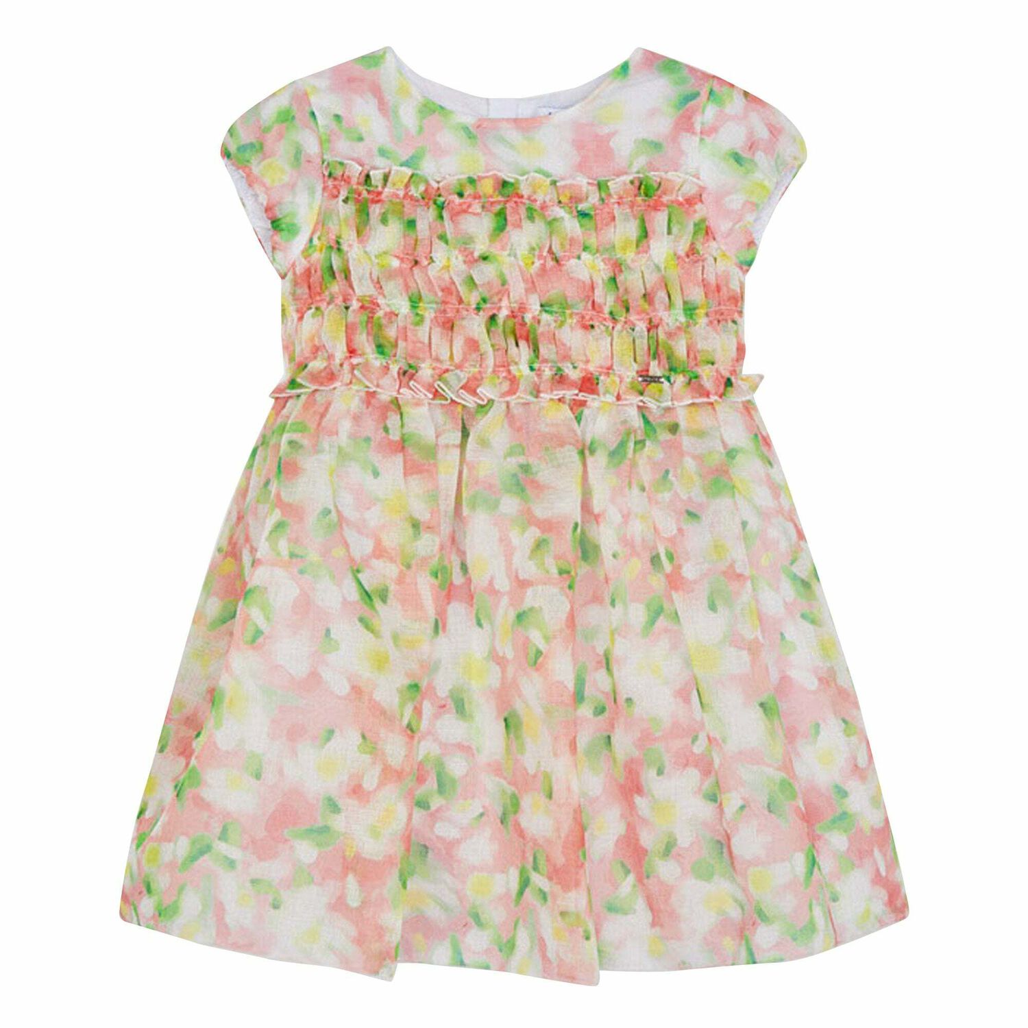 Girls Pink Floral Chiffon Dress, 1, hi-res image number null