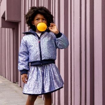 Girls Navy Blue Embellished Jacket