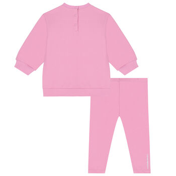 Younger Girls Pink Logo Leggings Set