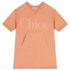 Girls Mini Me Orange Logo Sweatshirt Dress, 2, hi-res