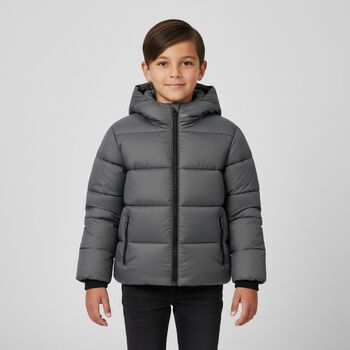 Boys Grey Puffer Coat